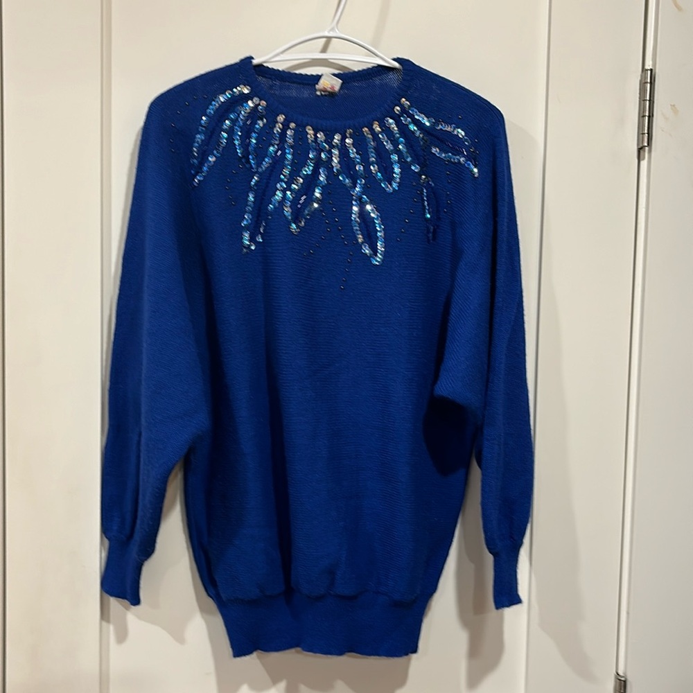 Vintage Embellished royal blue sweater